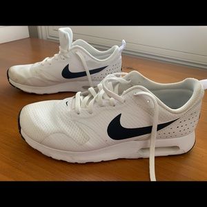 Nike Womens Tennis Shoes. White Canvas with Black Swoosh.